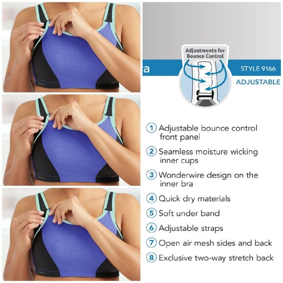 Set of 3! 32B Glamorise SPORT Bra (DOUBLE-LAYER) Wicking (UNDERWIRED) PURPLE NEW - Picture 1 of 14